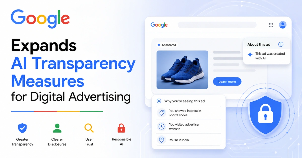 Google Expands AI Transparency Measures for Digital Advertising with new AI-generated ad disclosures and enhanced user transparency features.