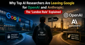 Top AI researchers leaving Google for OpenAI and Anthropic, illustrating the London Rule and the growing competition for AI talent in 2026.