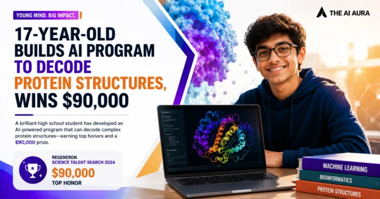 17-year-old student develops an AI program to decode protein structures and wins a $90,000 science prize.