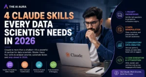 4 Claude skills every data scientist needs in 2026, featuring prompt engineering, data manipulation, exploratory data analysis, and code generation.