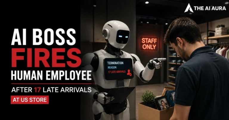 AI robot fires a human employee after 17 late arrivals at a U.S. store, highlighting AI-driven workplace automation.