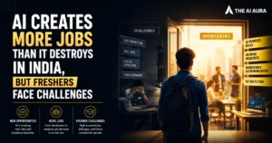 AI creates more jobs than it destroys in India, highlighting new opportunities and challenges for freshers.