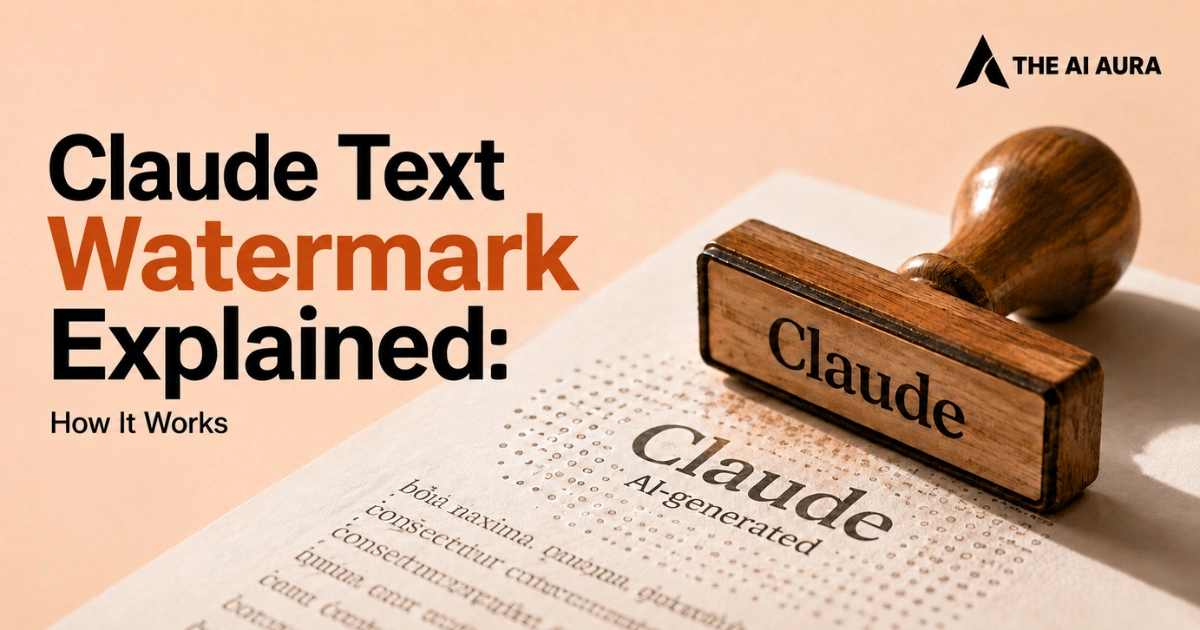 Claude text watermark explained with a wooden “Claude” stamp over an AI-generated document.