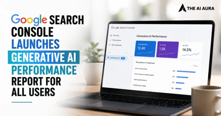 Google Search Console launches a Generative AI Performance report showing AI impressions, clicks, CTR, and top queries.