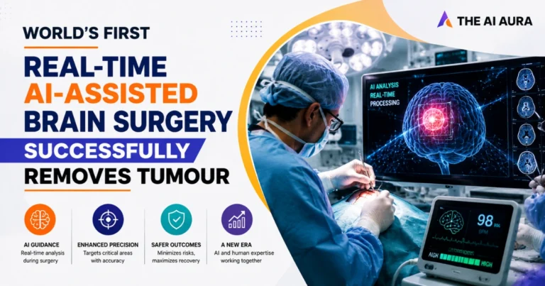 AI-assisted brain surgery uses real-time analysis to help surgeons remove a brain tumor with enhanced precision.