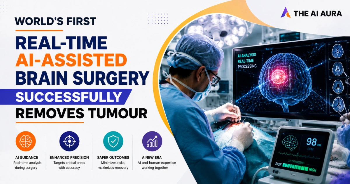 AI-assisted brain surgery uses real-time analysis to help surgeons remove a brain tumor with enhanced precision.