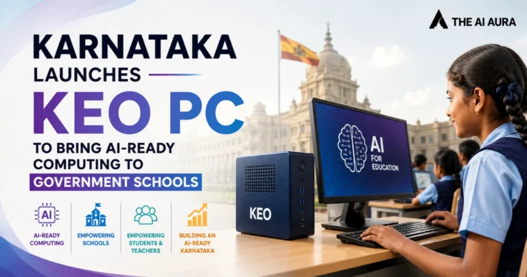 Karnataka launches KEO PCs to bring AI-ready computing to government schools, with a student using an AI education computer.