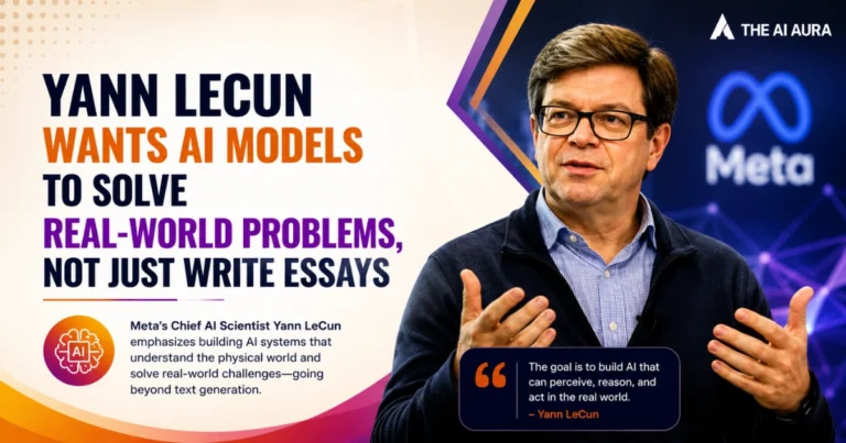 Yann LeCun discusses AI models designed to solve real-world problems beyond text generation.