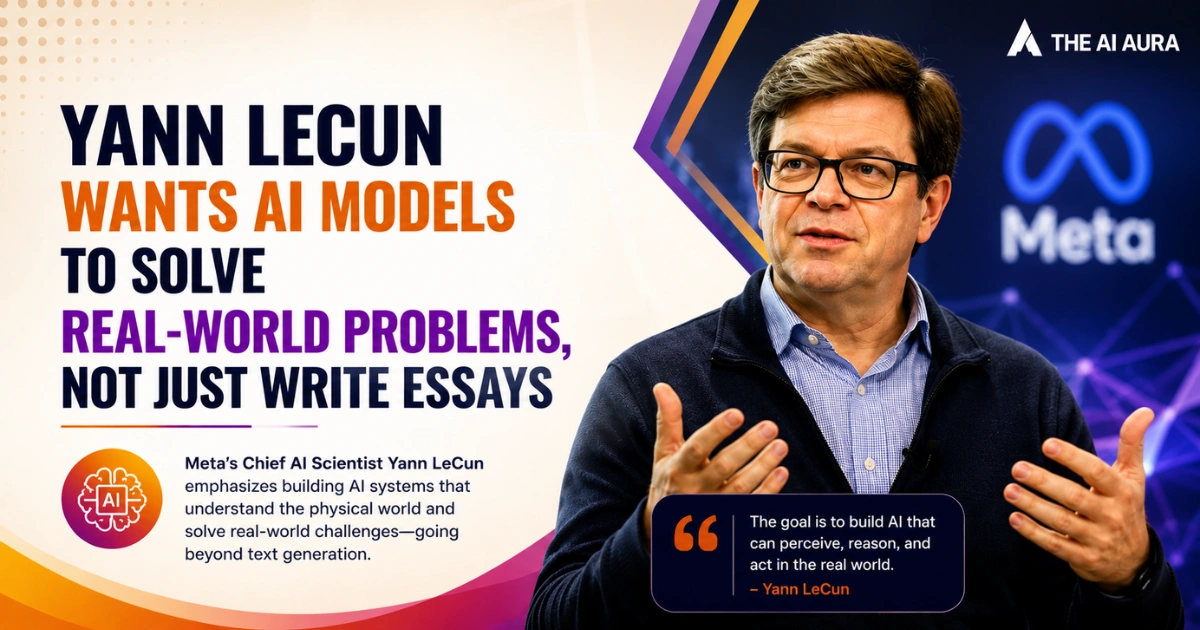 Yann LeCun discusses AI models designed to solve real-world problems beyond text generation.