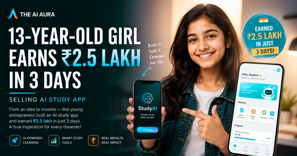 13-year-old girl earns ₹2.5 lakh in three days by selling an AI-powered study app.