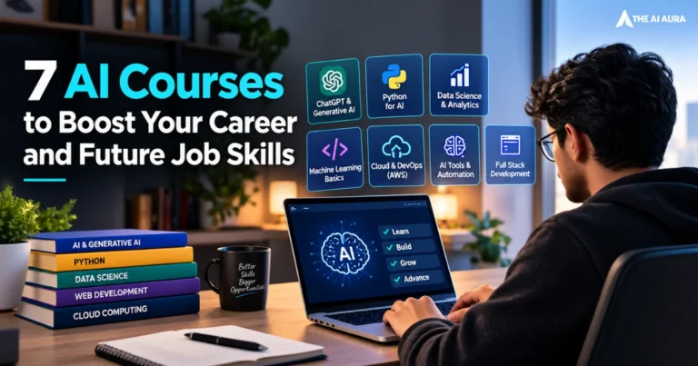 7 AI courses to boost career skills, including generative AI, Python, data science, cloud computing, and automation.