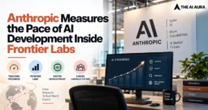 Anthropic AI development and frontier lab research progress graphic.