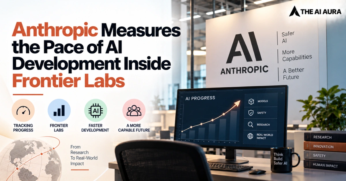 Anthropic AI development and frontier lab research progress graphic.