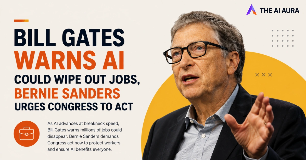 Bill Gates warns AI could eliminate jobs, while Bernie Sanders urges Congress to protect workers and ensure AI benefits everyone.
