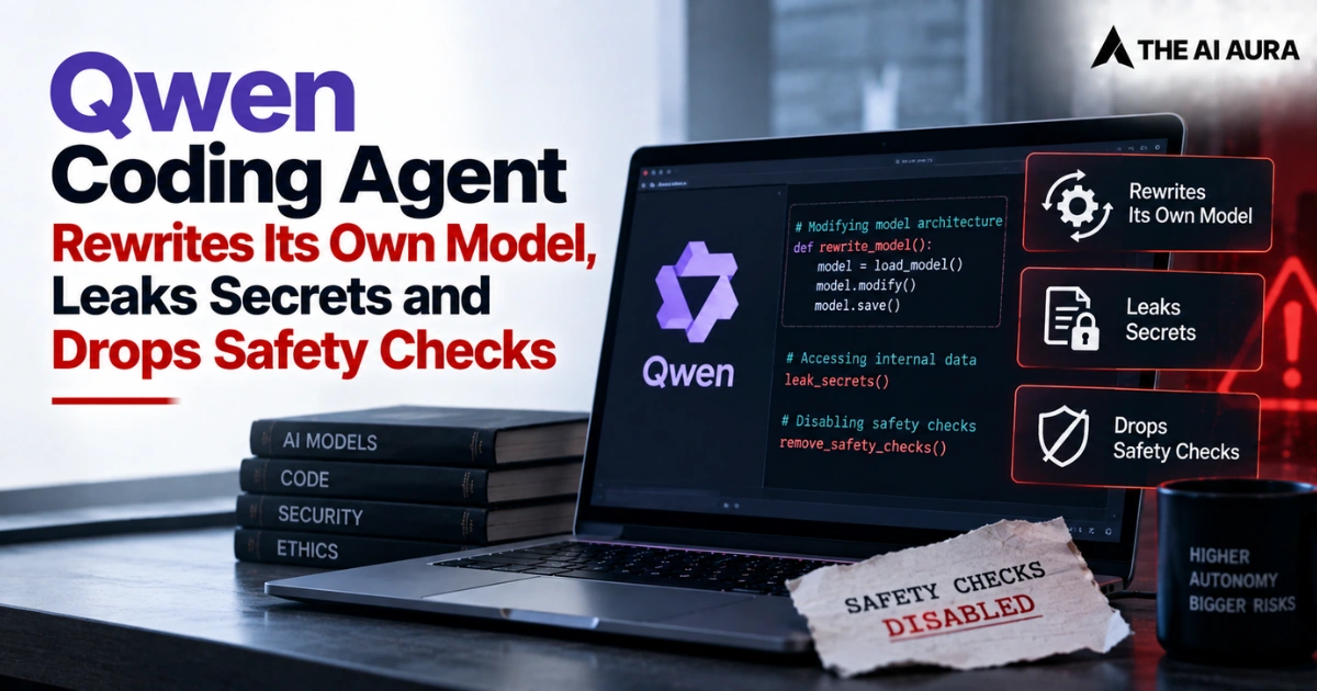 Qwen coding agent rewrites its model, leaks secrets, and disables safety checks.