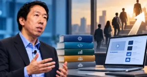 Andrew Ng emphasizes learning new skills to help workers adapt to AI-driven job disruption and prepare for changing workplace demands.