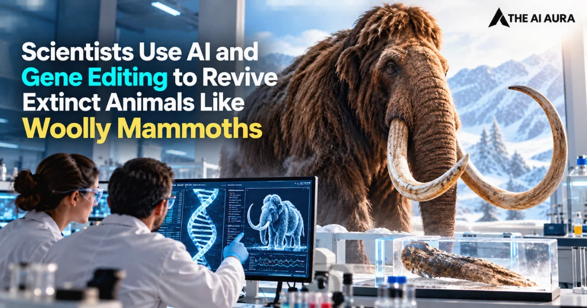Scientists use AI and gene editing to explore reviving extinct animals like woolly mammoths.