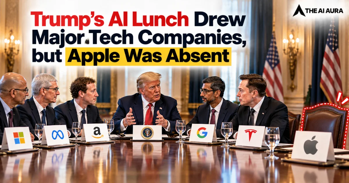 Trump’s AI luncheon draws major tech CEOs, with Apple absent.