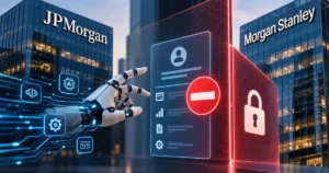 JPMorgan and Morgan Stanley block AI agents from accessing customer accounts to protect sensitive financial data and prevent unauthorized transactions.